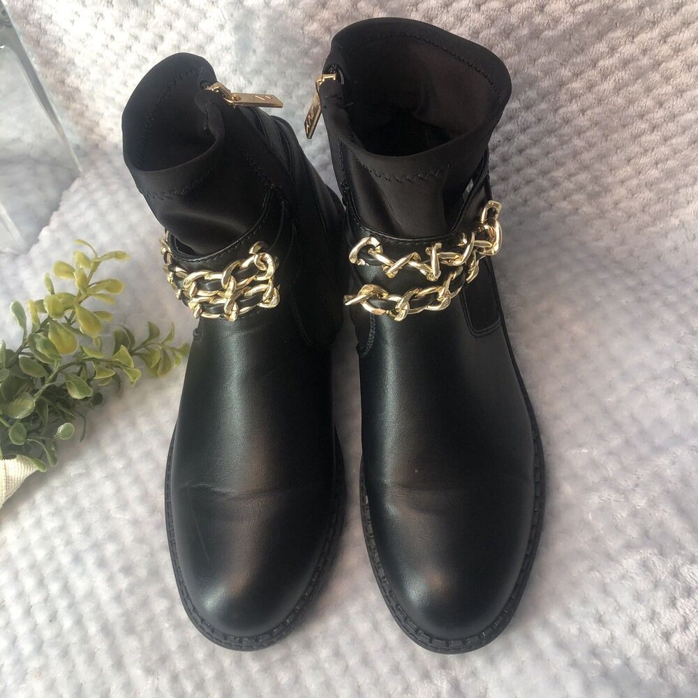 Jones New York Womens Sz 7 Black Ollee Chain Link Ankle Boot Bootie Black - Picture 7 of 14